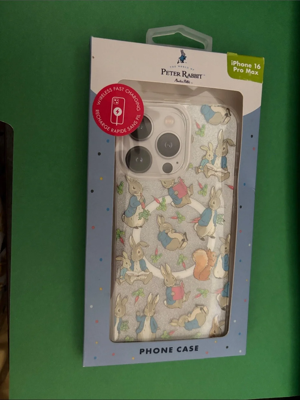 iPhone 16 Pro Max Glitter Peter Rabbit Phone Case - White/Silver Bunny Design